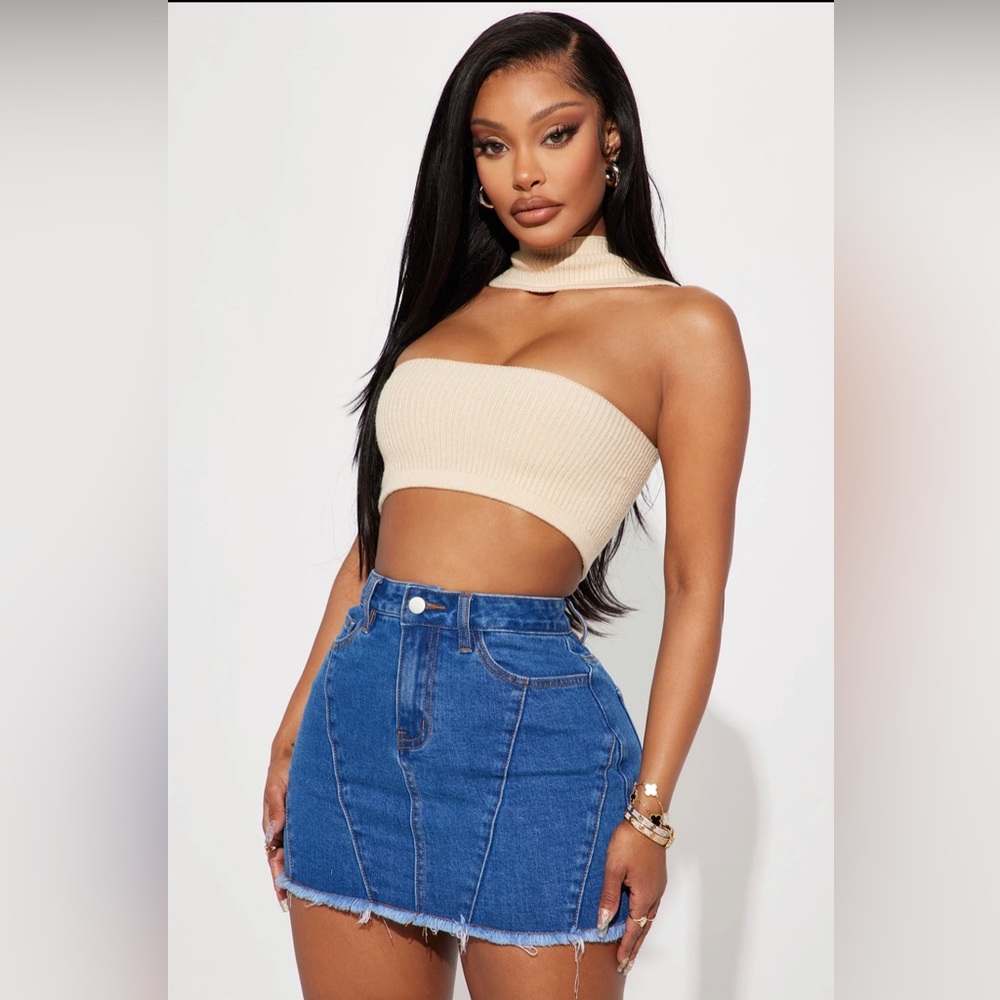 Doubt It Choker Bandeau Sweater - Taupe